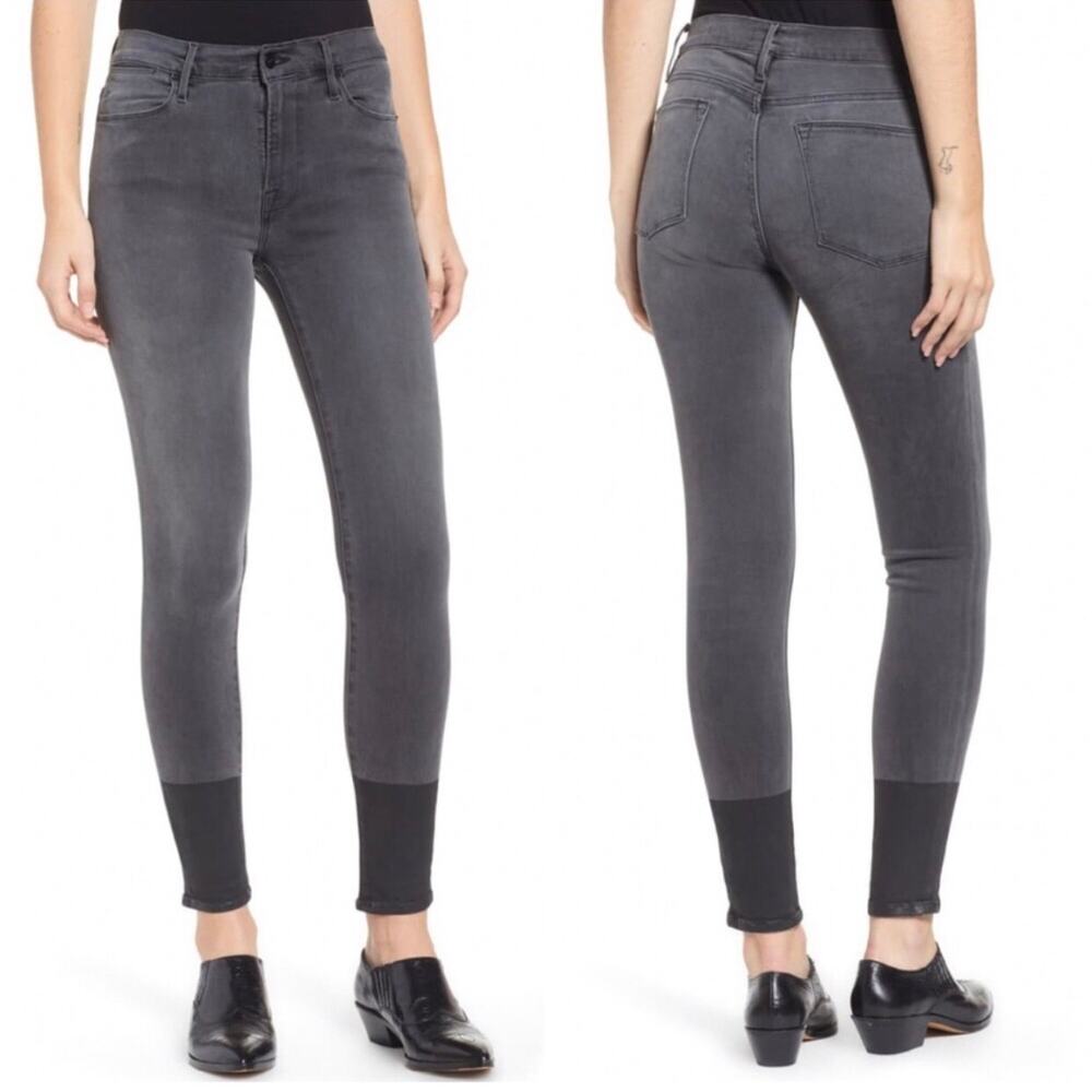 Frame Denim Gray Le High Skinny Jeans in Burton Blvd Coated Hem Size 26